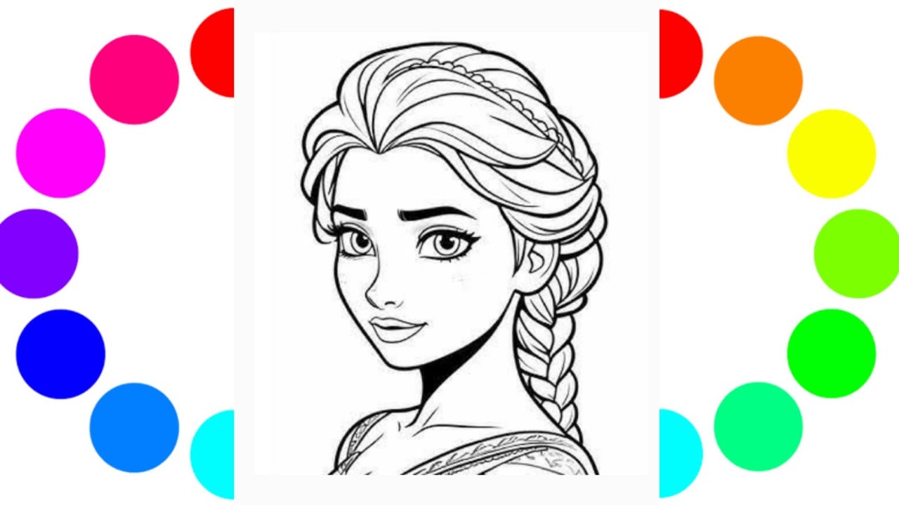 How to draw Cute Disney Princess from Frozen for kids - Easy Drawing Painting tutorial- Draw & Color