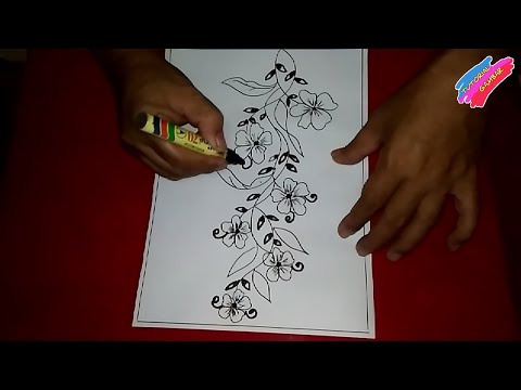 CARA MENGGAMBAR BATIK MOTIF BUNGA | 7 - YouTube