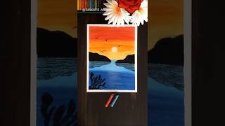 Easy Sunset Birds Scenery Oil Pastel Drawing 🌅 | Step by Step Tutorial for Beginners