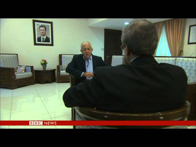 SYRIA DEPUTY FM FAISAL MEKDAD INTERVIEW BBC NEWS class=