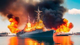 6 MINUTES AGO! Ukrainian Newest Neptune R-360 Missile Sinks BIGGEST Russian Flagman of Crimean Fleet