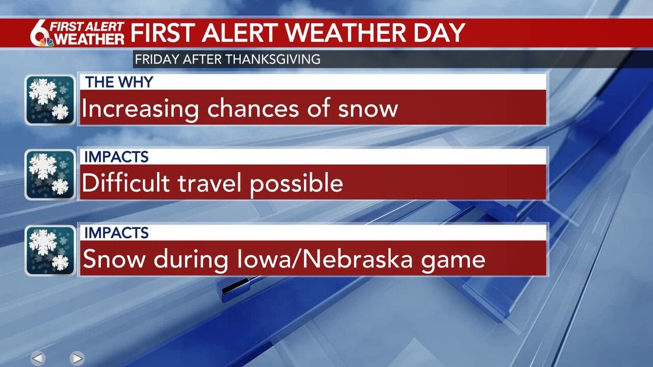 6 FIRST ALERT WEATHER DAY: Snow chances increasing for day after ...