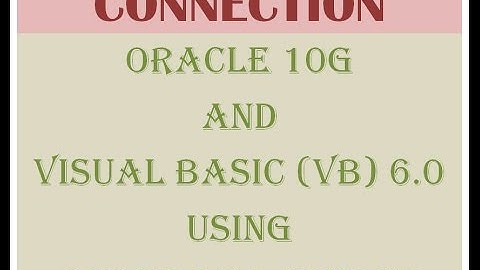 connection of vb 6.0 and oracle 10g using ODBC