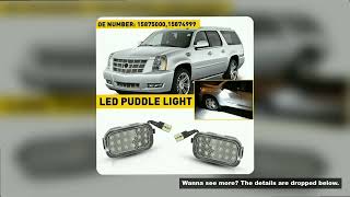 2pcs LED Under Side Mirror Puddle Light 12V For Cadillac Escalade Chevrolet Avalanche Silverado Subu