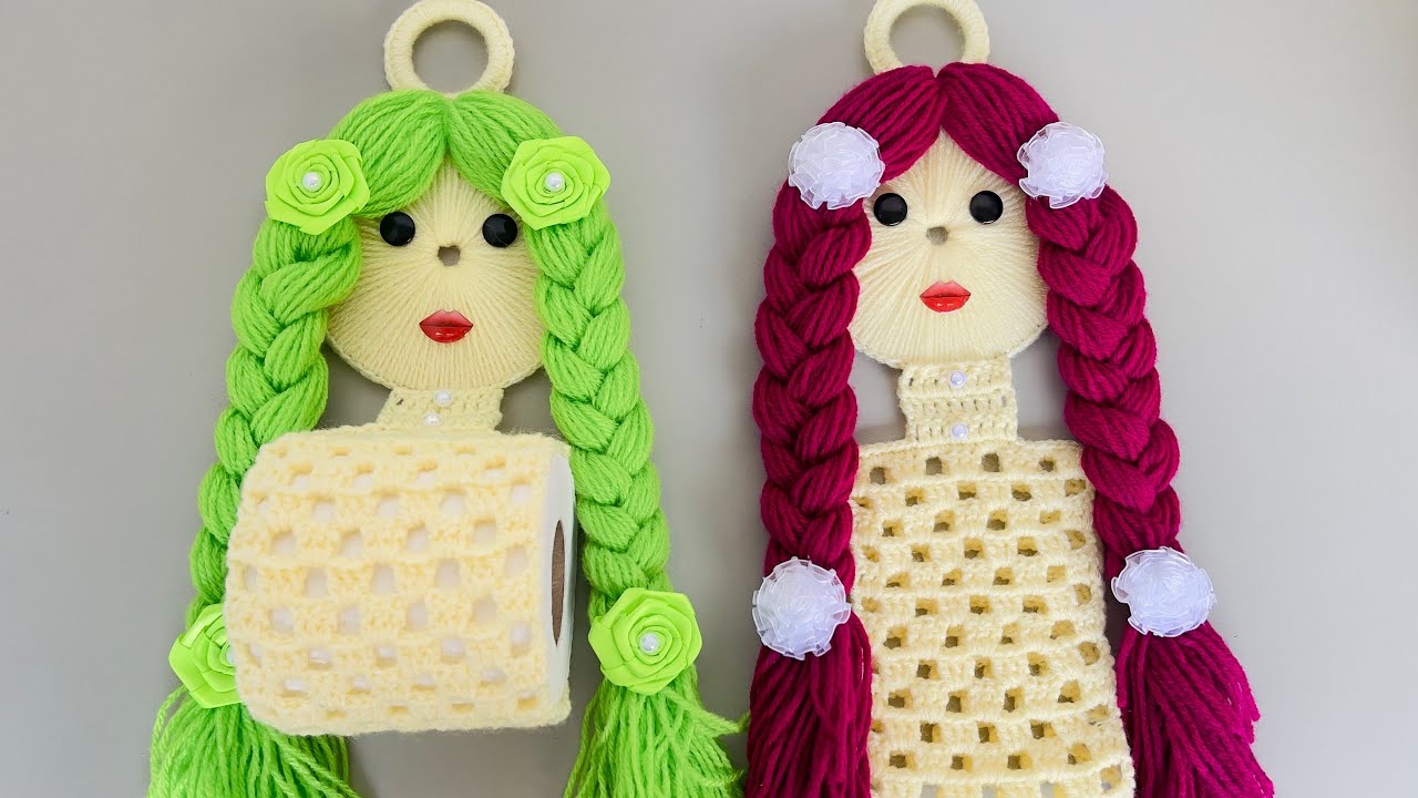 Porta papel higiênico em crochê bonequinha rápido e fácil