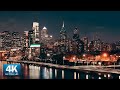 4K video Walking in the Rain, Downtown in Philadelphia. 4K Stereo city Sounds