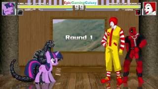 Twilight Sparkle And Godzilla VS Ronald McDonald And Deadpool In A MUGEN Match / Battle / Fight