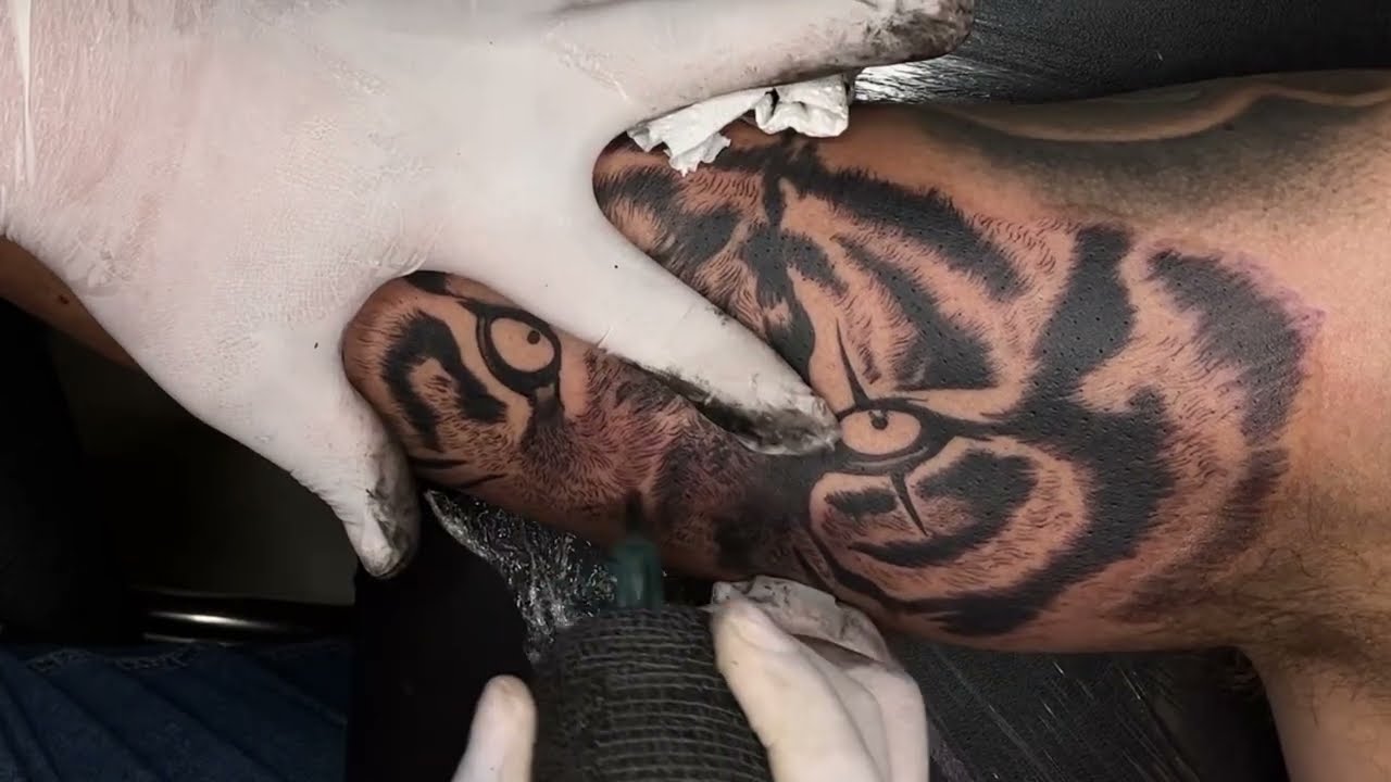 🔥Como TATUAR un tigre realista , como TATUAR pelaje en animales