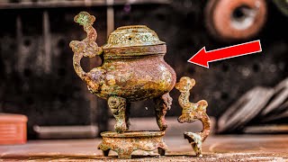Antique Copper Incense Pot Restoration with AMAZING outcome
