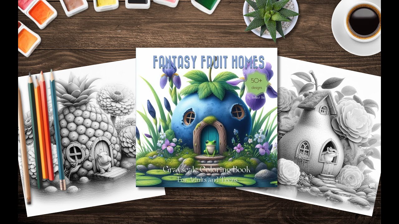 [Flip Through] Grayscale coloring book: Fantasy Fruit Homes - by ...