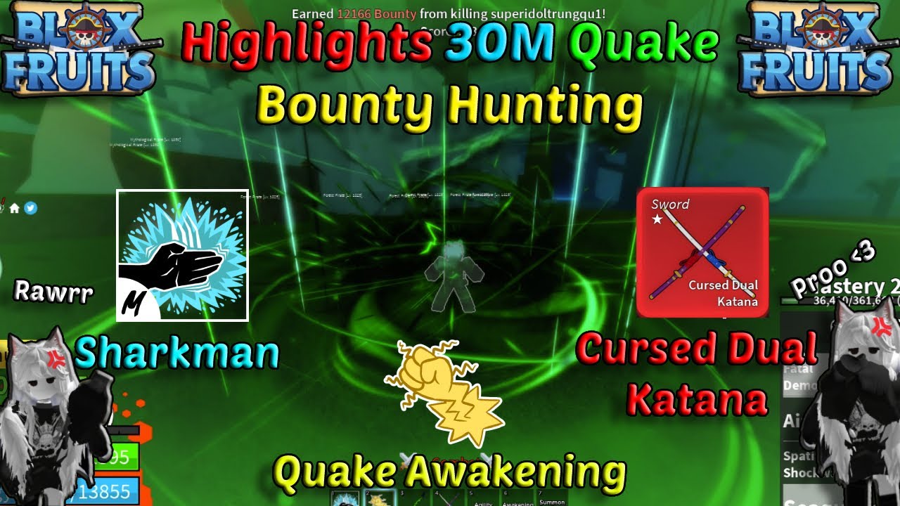 Highlight 60M Rumble + Cyborg V4 + God Human + CDK (Blox Fruits Bounty  Hunting) Road to 30M Honor 