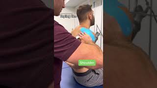 Taping the shoulder for pain relief with Spidertech I-Strips! #painmanagement #shoulderpain ￼