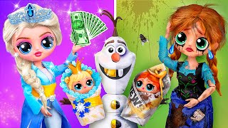 ¡Elsa Rica VS Anna Pobre se convierten en mamás! 32 manualidades de Frozen para Muñecas LOL OMG