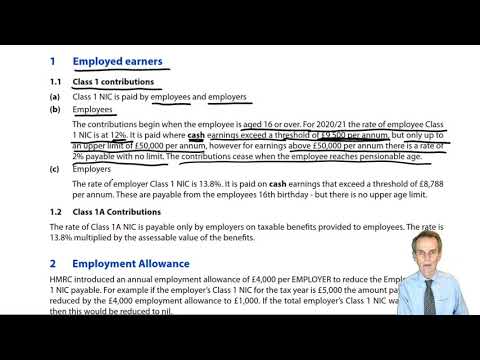 National Insurance Contributions (NIC) – ACCA Taxation (TX-UK) Exam FA2020