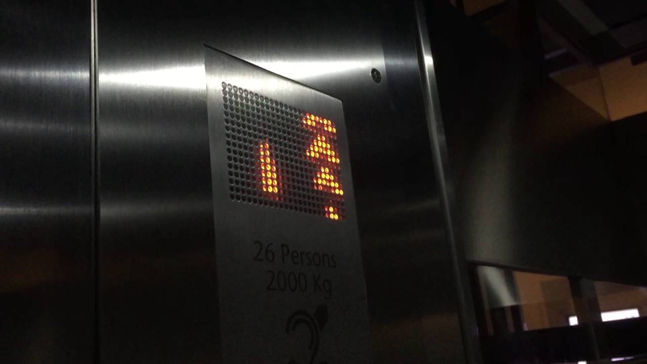 Busy Kone EcoDisc lifts at Science Museum London United Kingdom