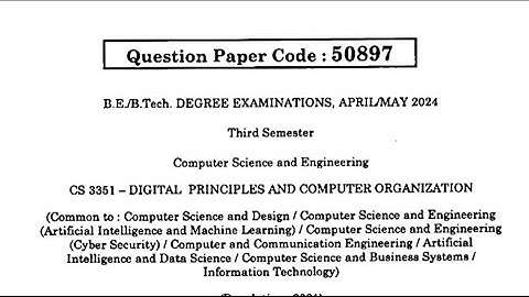 CS3351 Digital Principles and Computer Organization Apr/May 2024