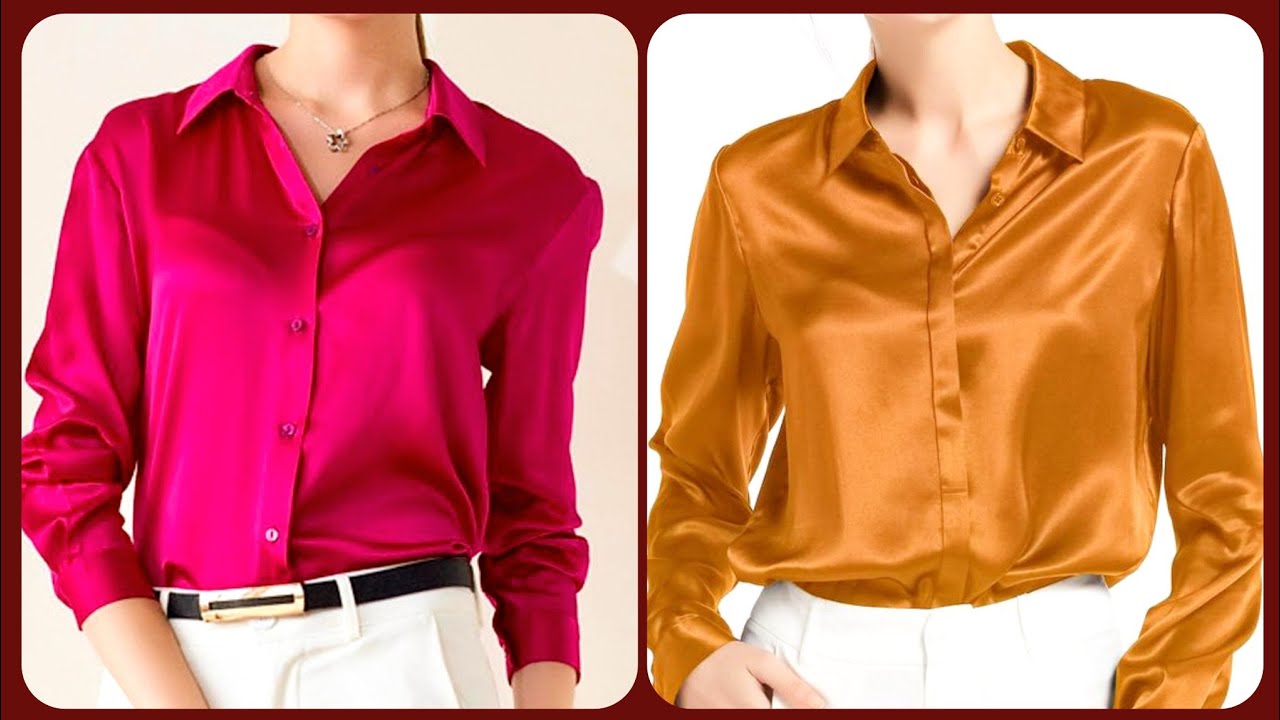 Vintage most stylish and elegant silk satin office wear blouses - YouTube