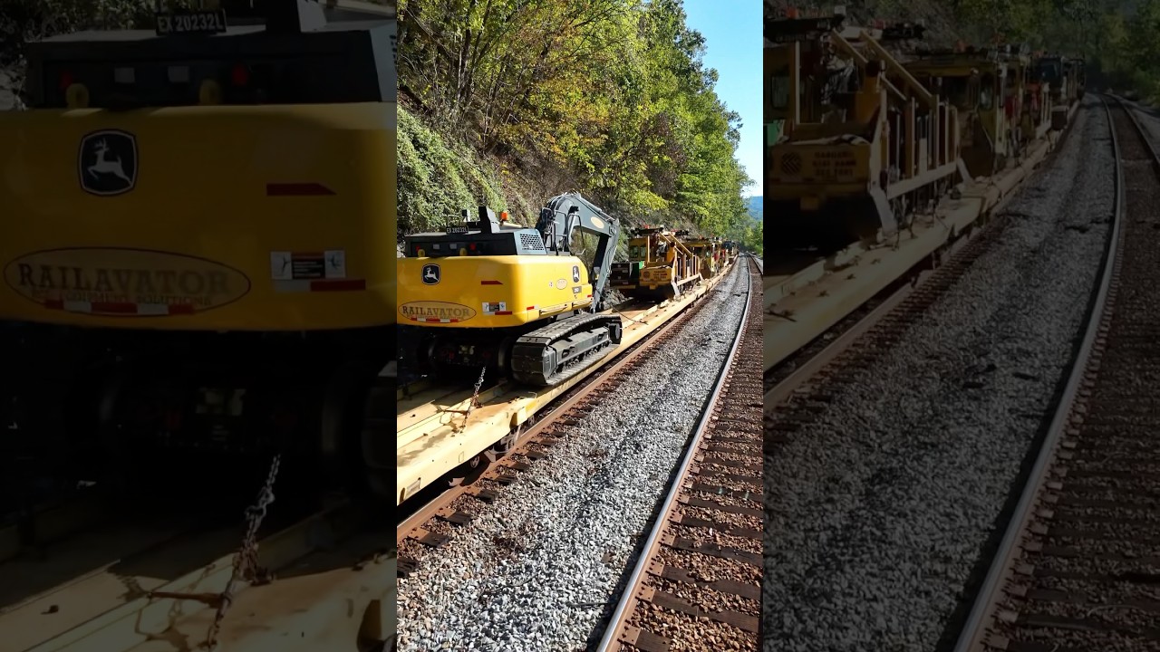 A Train Hauling Maintenance Equipment! Excavators, Buckets, and More! 