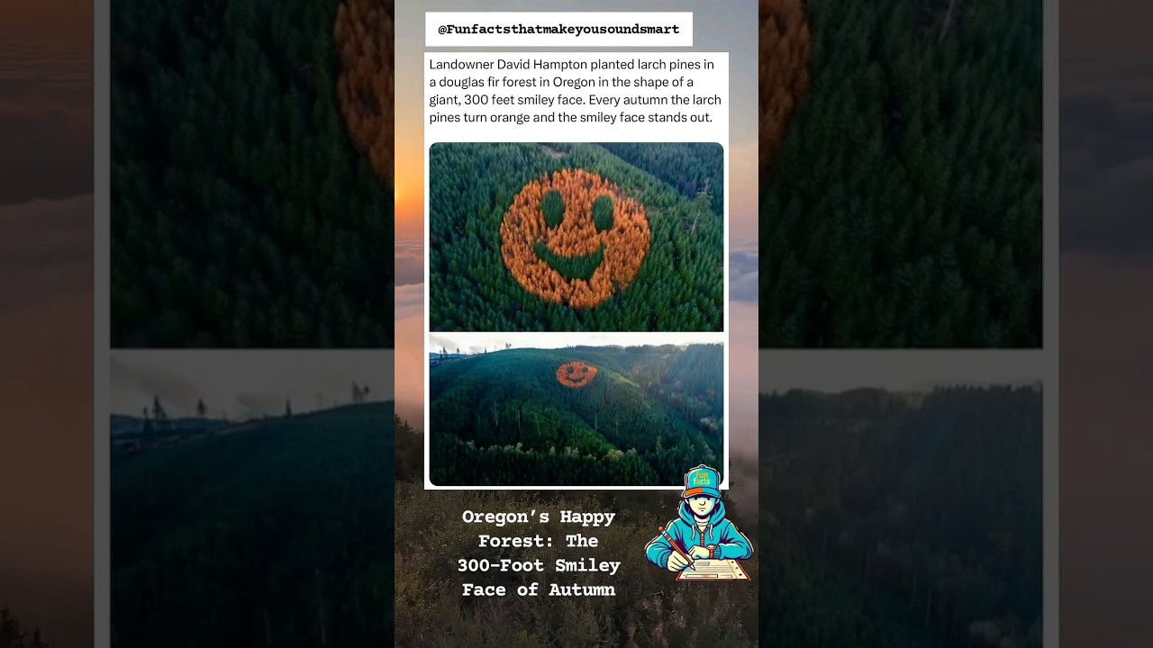 He made a 300-Ft Smiley Face in the forest 