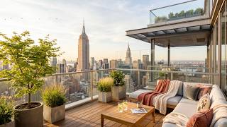 New York City Morning Balcony Ambience to Chill, Focus, Work 😌🎧🍹 | City, Wind Sound