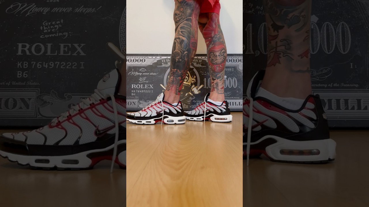 Nike Air Max Plus TN 🦈🔥 Pure Platinum Black /  University Red ( 2024 )  