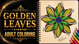 Golden Leaf Mandala Coloring Botanical Color With Me