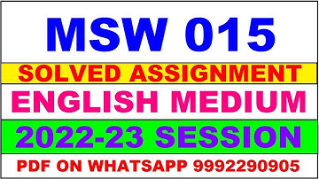 msw 15 solved assignment 2022-23 | msw 15 solved assignment in english 2022-2023 | msw 15 2023
