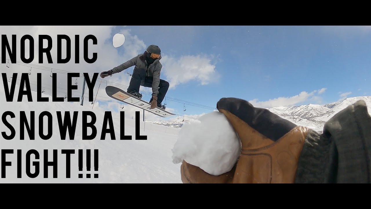 Throwing snowballs at snowboarders! Nordic Valley Ski Resort Utah