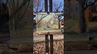 This is what happens when you paint muted colors over an Orange underpainting. #gouache #pleinair