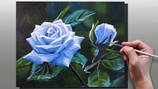 How to Paint Blue Rose / Step-by-Step Acrylic Painting / Correa Art