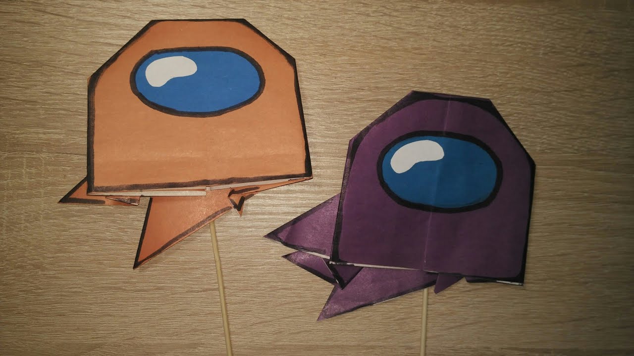 Оригами Призрак из игры Among us, фигурка Призрака оригами из бумаги, амонг ас.