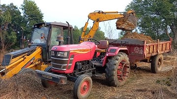 Jcb Cartoon Loading Soil On Eicher And Mahindra Yuvo Tractors | Jcp Tractor Cartoon Video | Cartoon