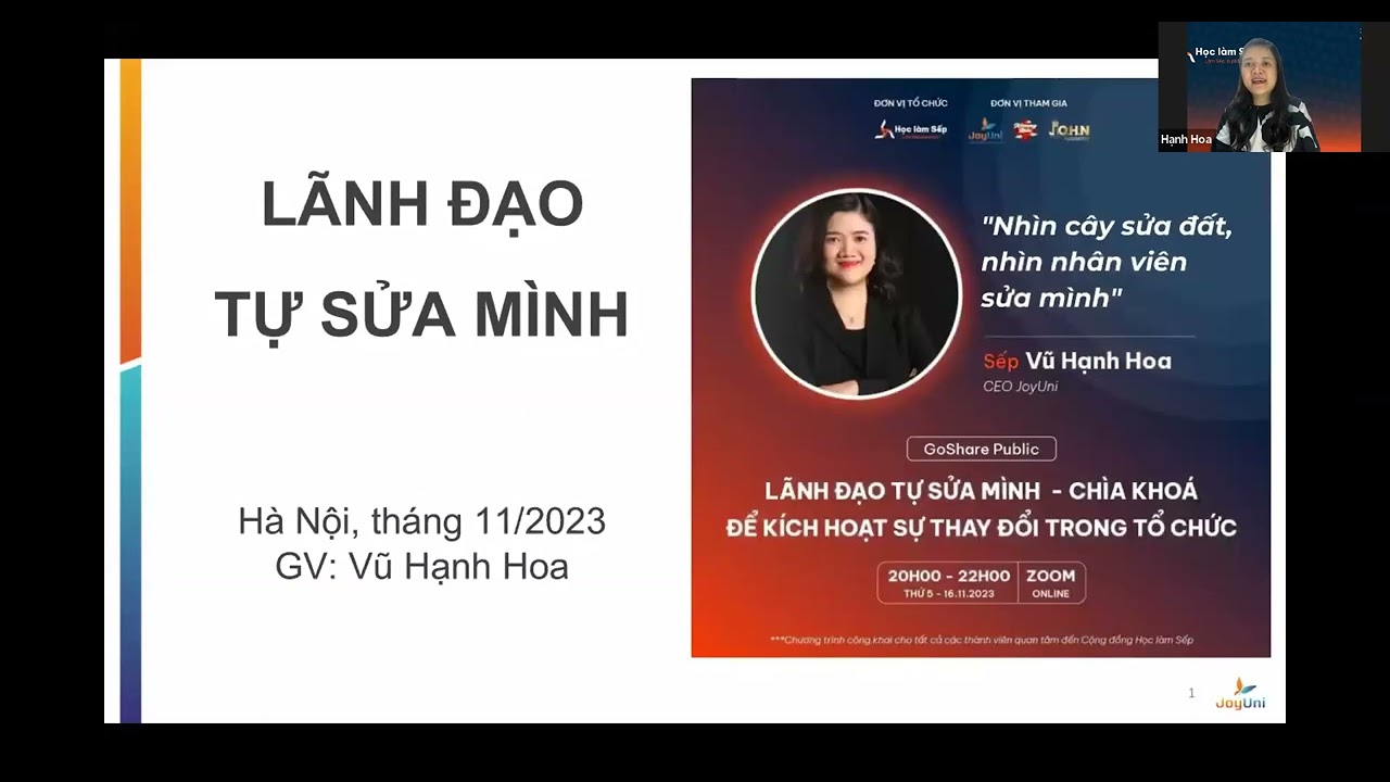 Outline Video GOSHARE PUBLIC: LÃNH ĐẠO TỰ SỬA MÌNH - CHÌA KHÓA ĐỂ KÍCH HOẠT SỰ THAY ĐỔI TRONG TỔ CHỨC