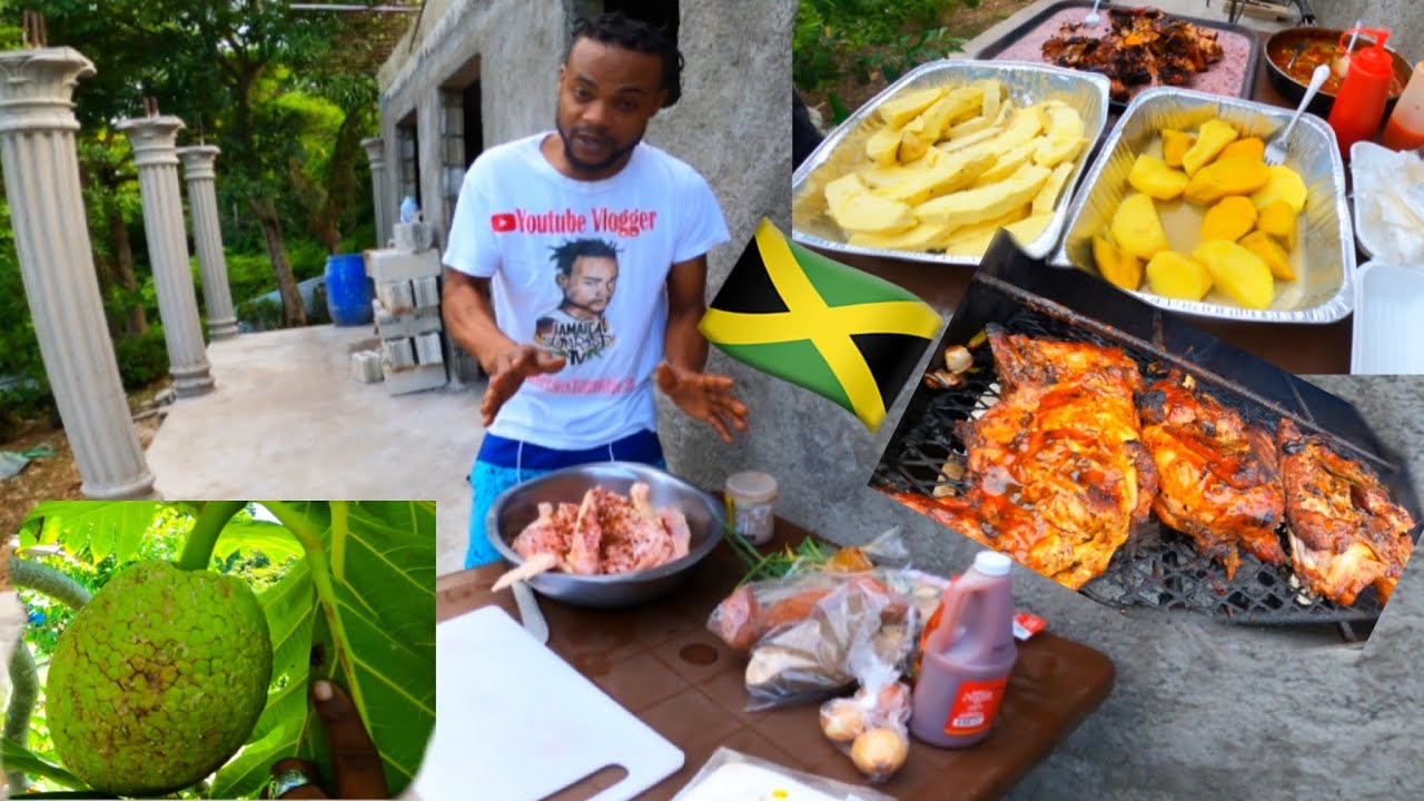 From the tree to the pot jerk chicken boiled food roast breadfruit