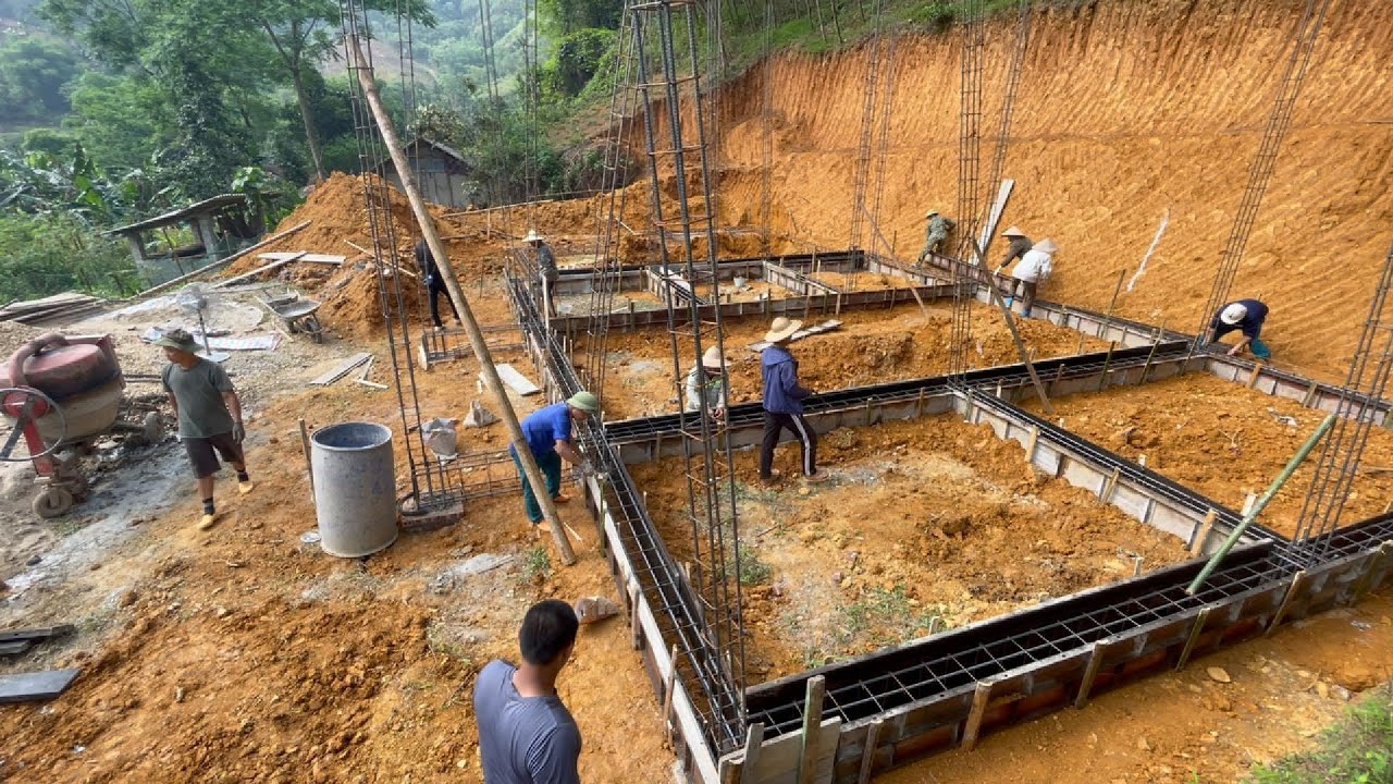 3 days to complete the foundation for a single-story house with 3 rooms ...