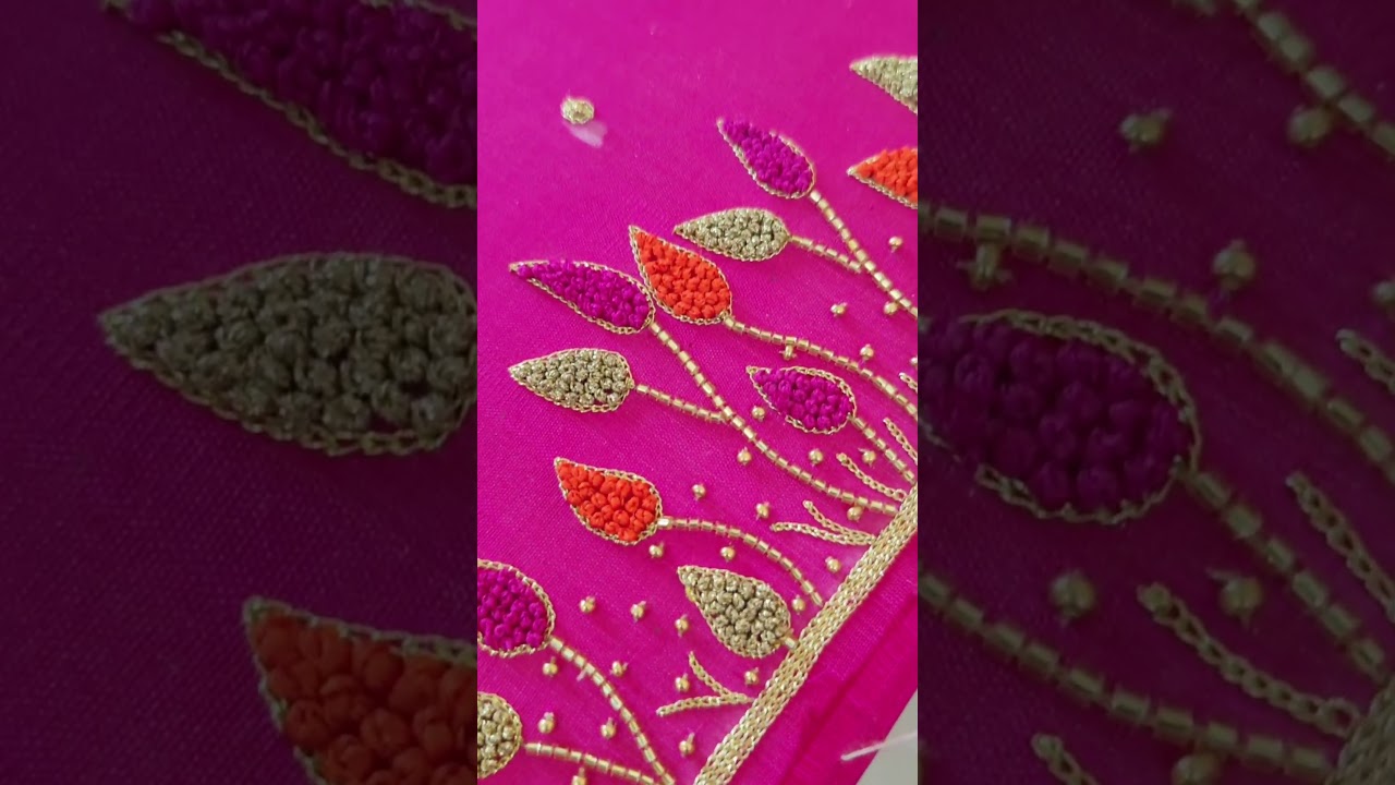 hand work technique multi colour French note gold cutdana and saree