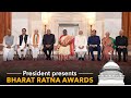 President droupadi murmu presents bharat ratna awards at rashtrapati bhavan