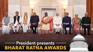 President Droupadi Murmu presents Bharat Ratna Awards at Rashtrapati Bhavan