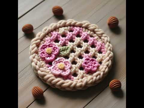 Waffle Crochet Coaster, Crochet Mug Topper, Food Crochet Ideas