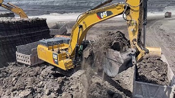 Caterpillar 352F Excavator Loading Overburden On Mercedes & MAN 4 Axle Trucks - Ascon Ltd
