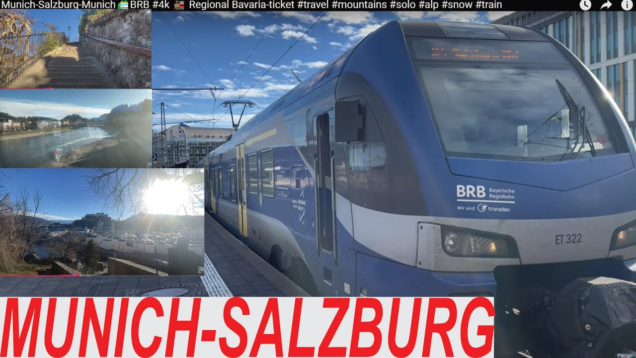 day trip to salzburg from munich 🚞BRB #4k 🚂 trainride #travel #mountains #solo #alp #snow #train