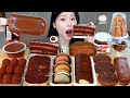ASMR MUKBANG حفلة حلوى الشوكولاتة كعكة أرز دبق بودينج ماكرون نوتيلا آيس كريم