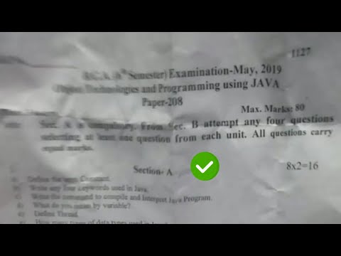 2019 BMU Baba Mastnath University BCA Java 6th Sem Question Paper