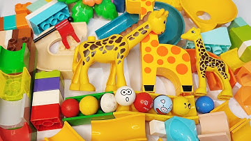 Satisfying Building Blocks ASMR Marble Run - Block Coaster Stairs and Giraffe course