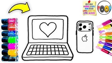 Sparkly Laptop & iPhone Drawing 💻📱 | Fun Glitter & Nail Polish Art | How to Draw a MacBook for Kids