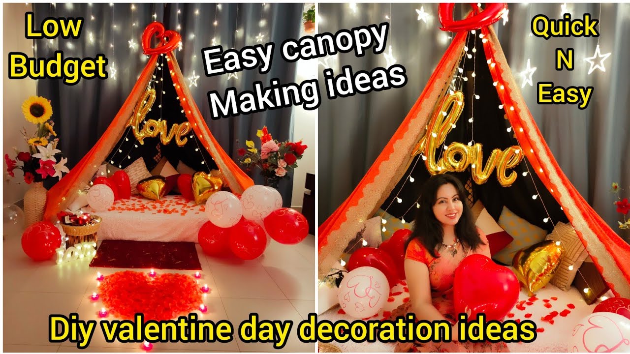 Diy valentine day decoration ideas// easy canopy making ideas// diy canopy making idea