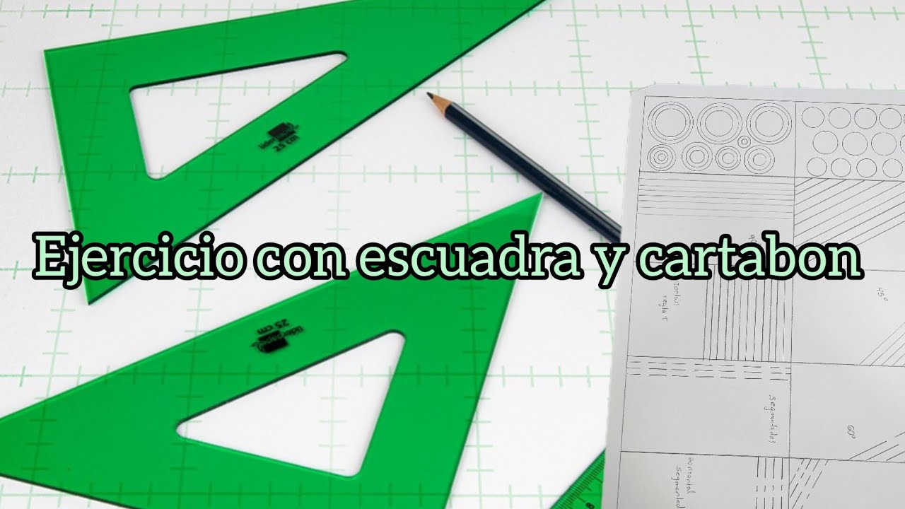 Escuadra, cartabon y plantilla de círculos - YouTube