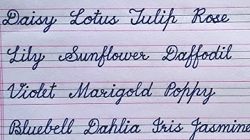 Writing practice।Names of flowers in cursive writing।How to write flowers in cursive handwriting।