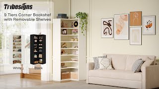 Tribesigns 9-Tier Corner Bookshelf: Maximize Space & Style in Your Home 📚✨ - HL0290