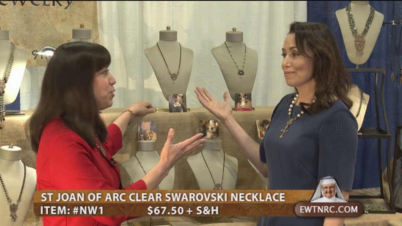 EWTN Religious Catalogue - 2018-01-29 - St. Joan of Arc Clear Swarovski Necklace